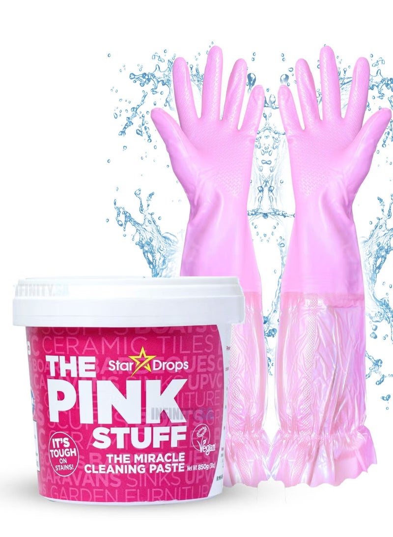 THE PINK STUFF Magic Cleaning Paste Bigger Tub 850 Grams With Comfortable Gloves - Image 1
